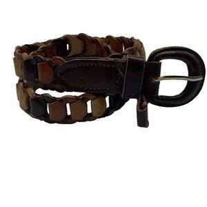 Leather Linked Belt Four Tones Color of Brown 38in Long